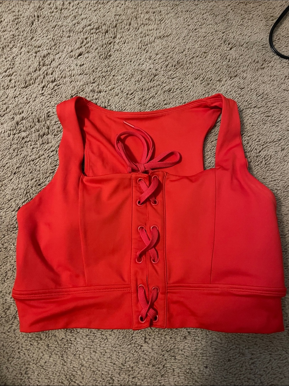 BuffBunny Red Lace-Up Sports Bra
